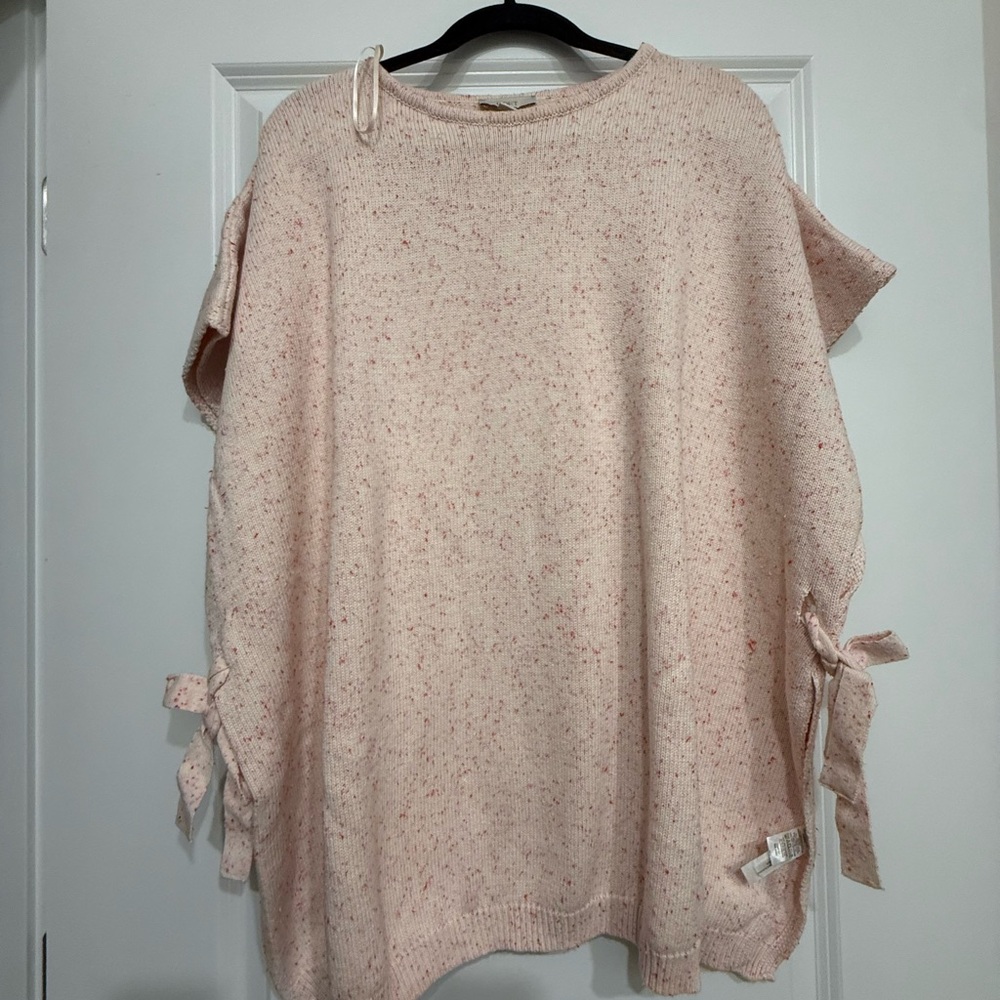 Women's Pink Knit Top with Bow Accents